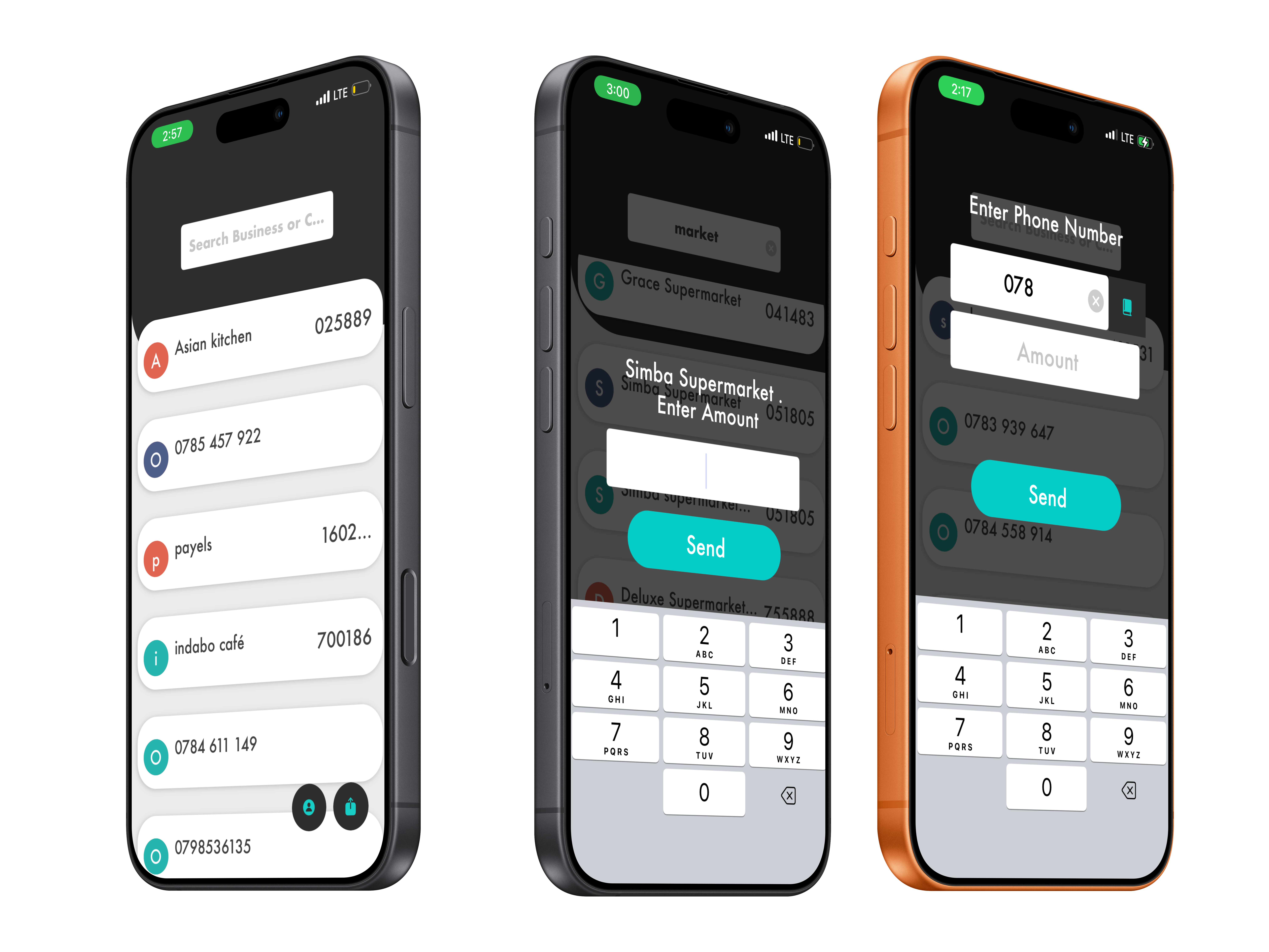 Construction worker using the MoMoDi mobile money app in the field